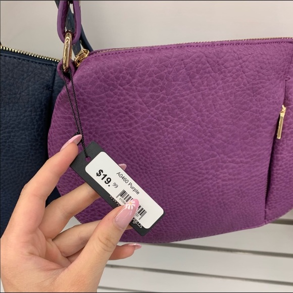 🔥🆕 Purple "The Banker Bag" MoDA Fashion Expandable Circular Hobo Handbag - Picture 3 of 5